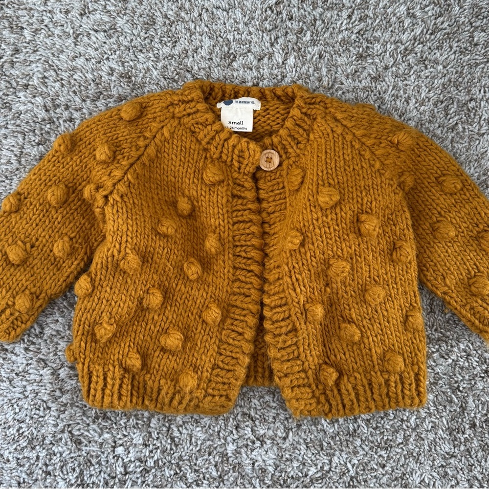 Blueberry Hill Popcorn Cardigan Sweater Golden Yellow Girls 12-24m